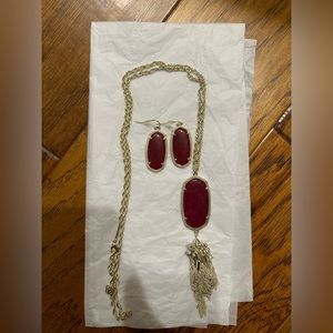 Kendra Scott White Gold Maroon Earrings and Necklace Bundle